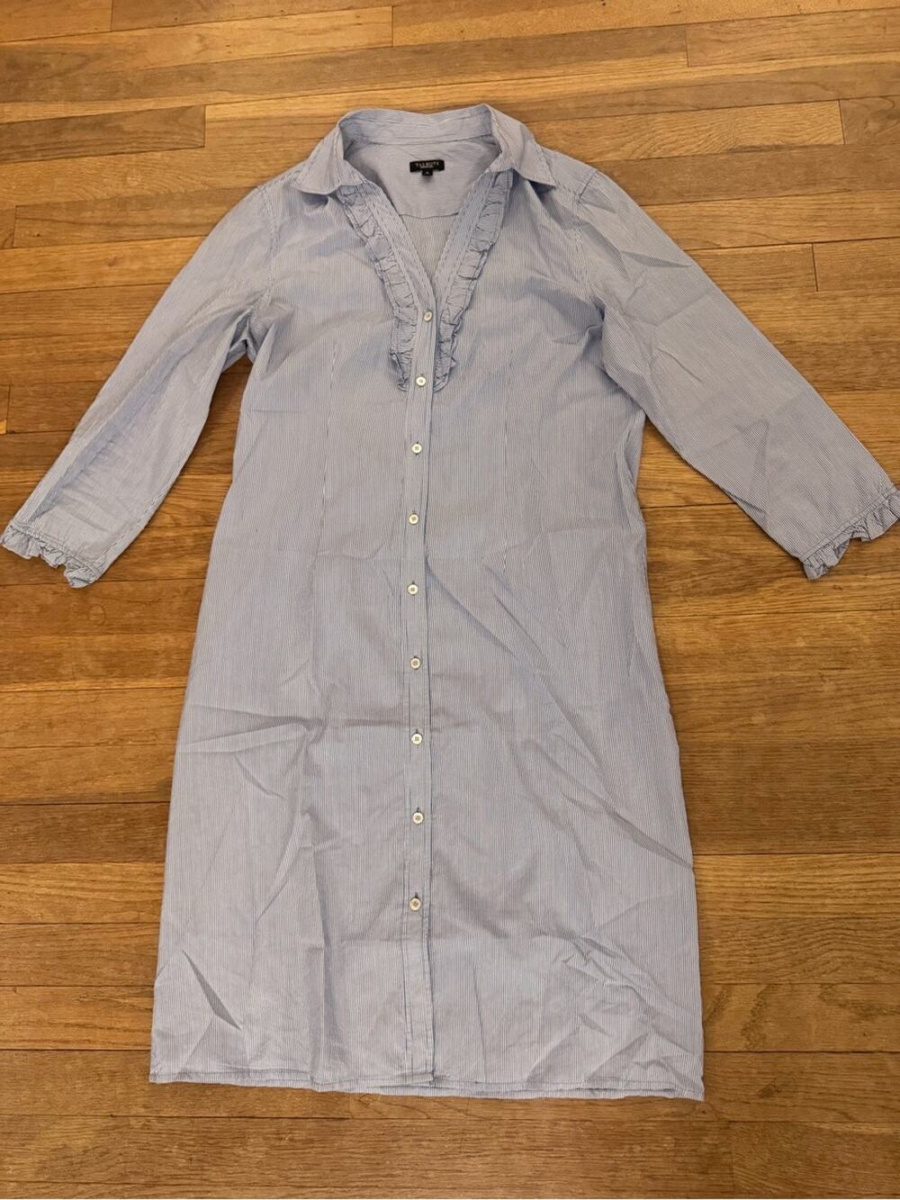 Talbots Women's Blue Striped Knee Length Shirt Dress - Size 8
b10
